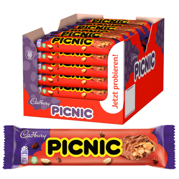 Cadbury<br> Picnic Schokoriegel<br> 36 Stück im Karton<br>