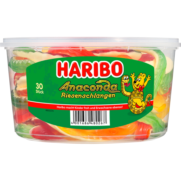 Haribo<br>  Anaconda Riesenschlangen<br>  30 Stück in der Dose<br>