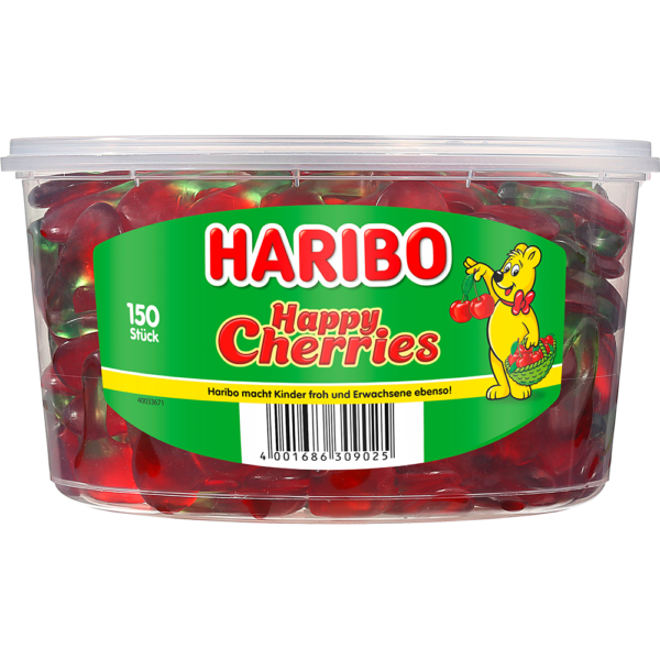 Haribo<br>  Happy Cherries<br>  150 Stück in der Dose<br>